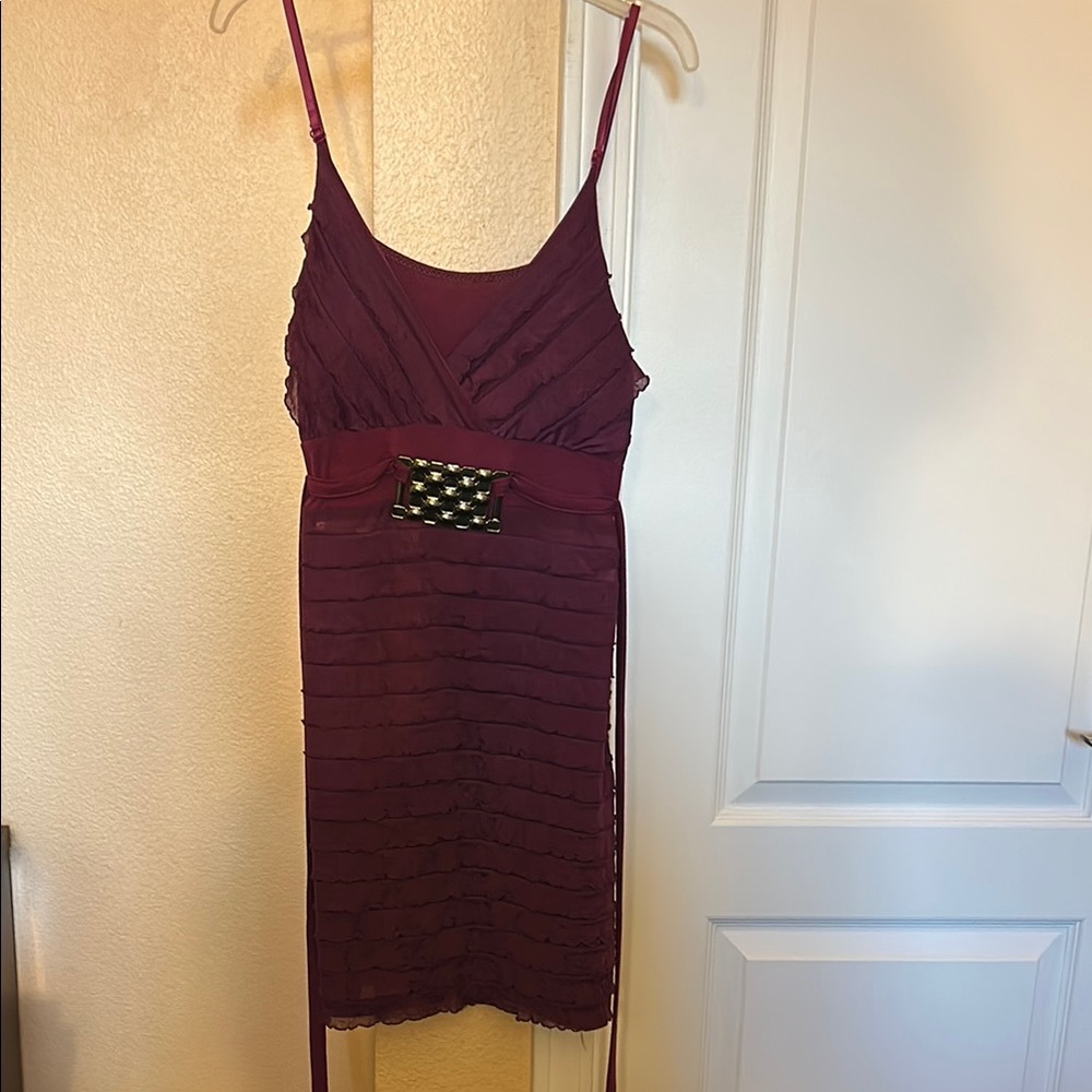 Burgundy Sleeveless Mini Babydoll Dress for Cocktail
